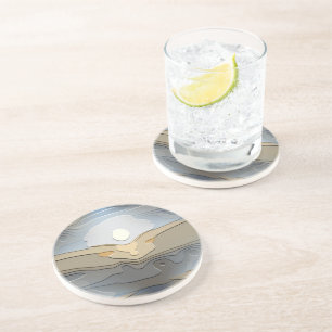 DESSOUS DE VERRE EN GRÈS LE SOLEIL SUR LES COLLINES