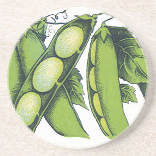 Dessous De Verre En Grès Légumes Anciens; Haricots de Lima, Aliments de Fer