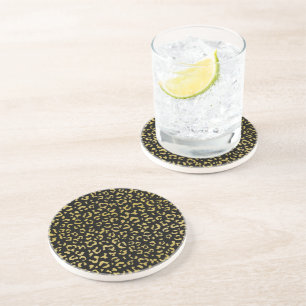 Dessous De Verre En Grès Leopard d'or, Parties scintillant d'or, Motif de l