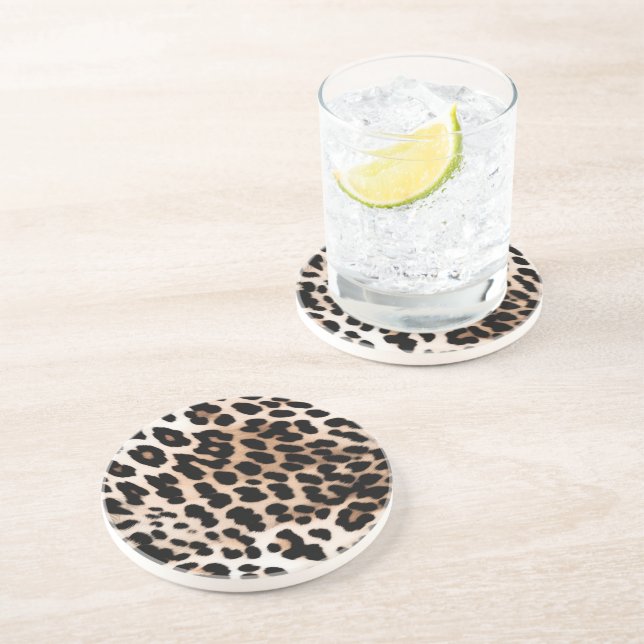 Dessous De Verre En Grès Léopard noir crème (Côté)