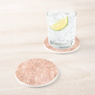 Dessous De Verre En Grès Léopard or Rose rose pâle