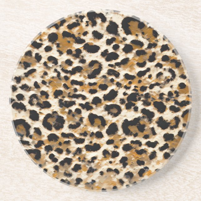 Dessous De Verre En Grès Leopard peint (Devant)