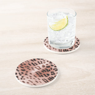 Dessous De Verre En Grès Léopard rose rose
