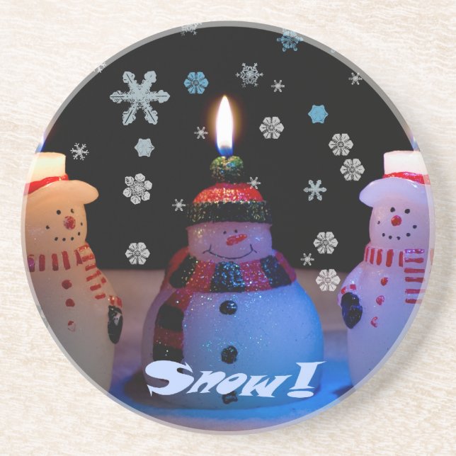 Dessous De Verre En Grès Les 3 Snowmen (Devant)