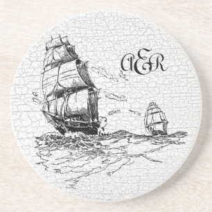Dessous De Verre En Grès Les bateaux de navigation vintages personnalisés