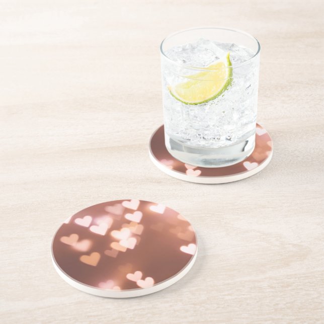 DESSOUS DE VERRE EN GRÈS LES COEURS DU JOUR DE ROSE VALENTINE (Côté)