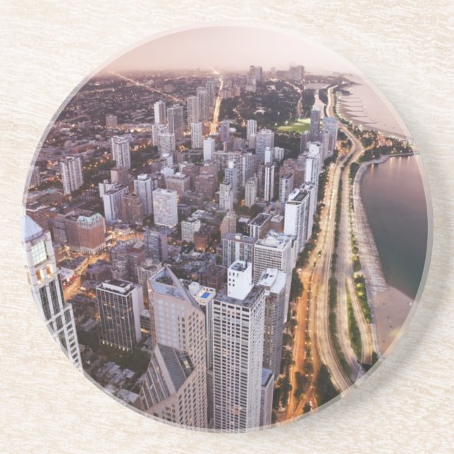 Dessous De Verre En Grès Les Etats-Unis, l'Illinois, Chicago, vue aérienne (Devant)