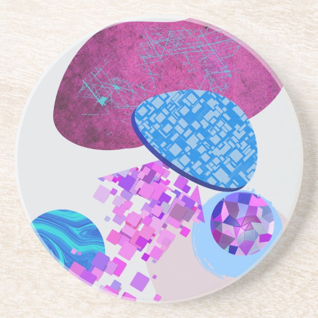 Dessous De Verre En Grès Les Formes Modernes Purple Et Cyan (Devant)