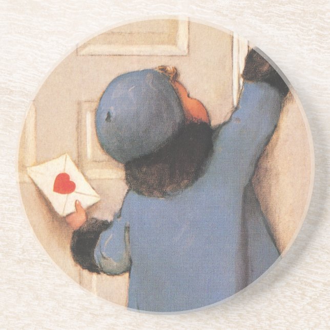 Dessous De Verre En Grès Lettre d'amour vintage de Jessie Willcox Smith (Devant)