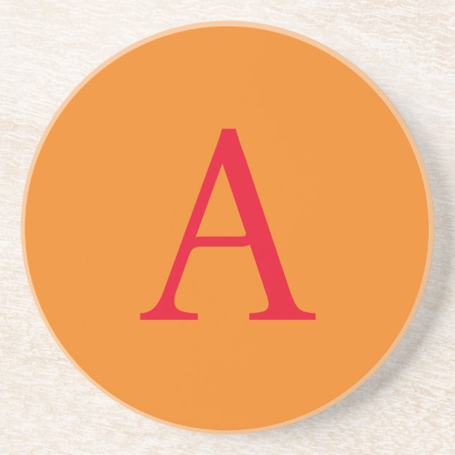 DESSOUS DE VERRE EN GRÈS LETTRE INITIALE MONOGRAPHIQUE MODÈLE ROUGE ORANGE (Devant)