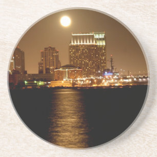 Dessous De Verre En Grès lever de la lune au-dessus de San Diego