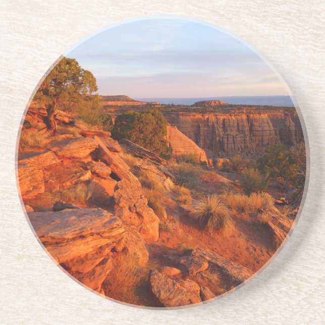 Dessous De Verre En Grès Lever de soleil sur le sentier Grand View au monum (Devant)