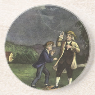 Dessous De Verre En Grès L'expérience du cerf-volant de Benjamin Franklin a