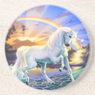 Dessous De Verre En Grès Licorne d'arc-en-ciel