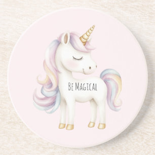 Dessous De Verre En Grès Licorne Magique Rose Violet