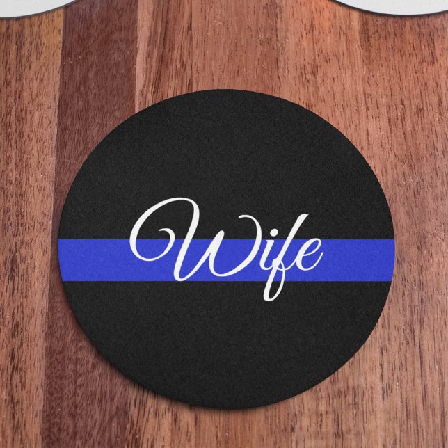 Dessous De Verre En Grès Ligne Bleue Mince : Femme de police (Créateur téléchargé)