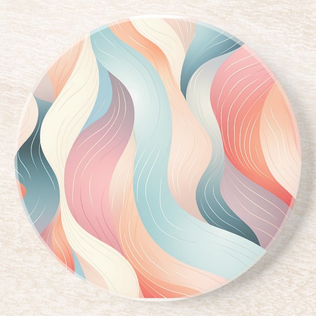 Dessous De Verre En Grès Lignes pastel abstraites modernes (Devant)