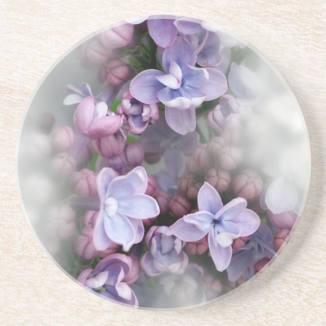 Dessous De Verre En Grès Lilac fleurit (Devant)