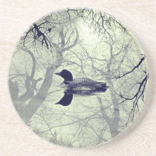 Dessous De Verre En Grès Lin noir et blanc sur un grès