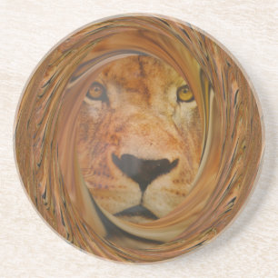 Dessous De Verre En Grès Lion Abstrait Safari Art