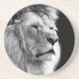 Dessous De Verre En Grès Lion noir blanc