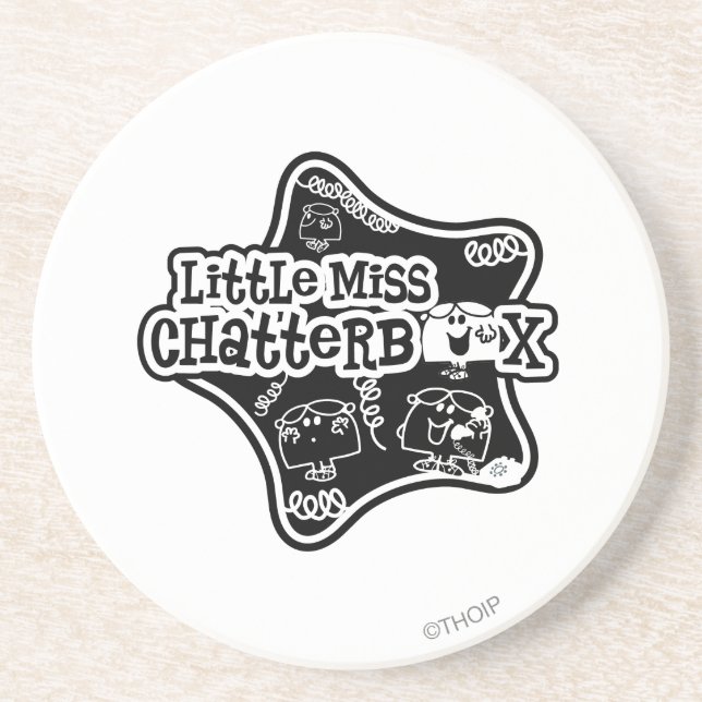 Dessous De Verre En Grès Little Miss Chatterbox | Black & White Star (Devant)