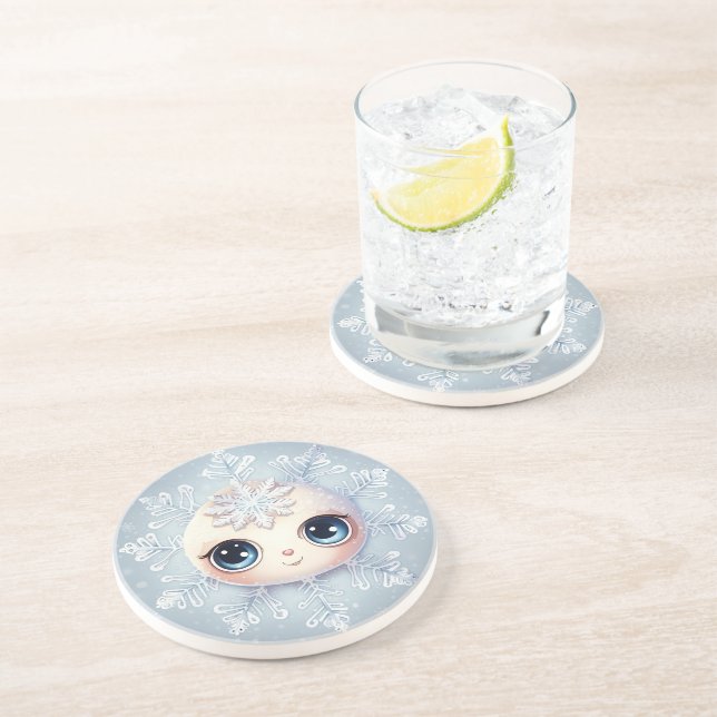 Dessous De Verre En Grès Little Snowflake 1 (Côté)