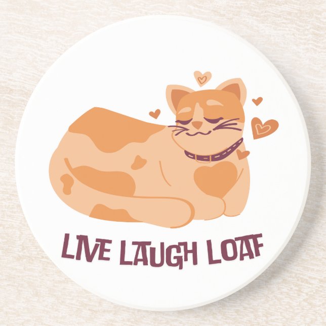 Dessous De Verre En Grès Live Laugh Loaf Cat Coasters (Devant)