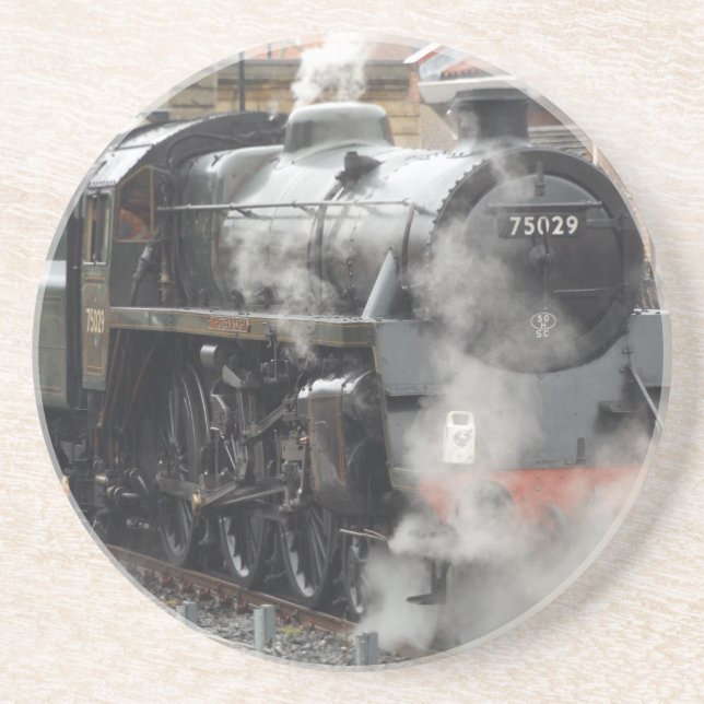 Dessous De Verre En Grès Locomotive à vapeur verte (Devant)