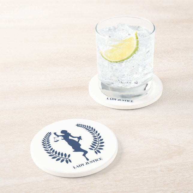 Dessous De Verre En Grès Logo de Blue Lady Justice (Côté)