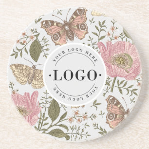 Dessous De Verre En Grès Logo d'entreprise de monogramme floral botanique d
