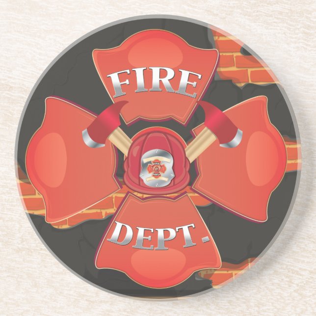 Dessous De Verre En Grès Logo des pompiers (Devant)