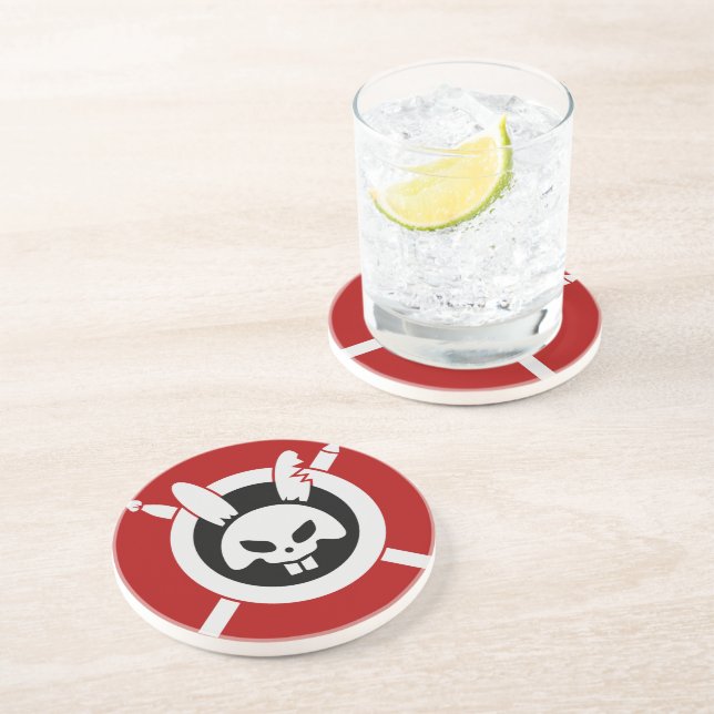 Dessous De Verre En Grès Logo du lapin de rangée (Côté)