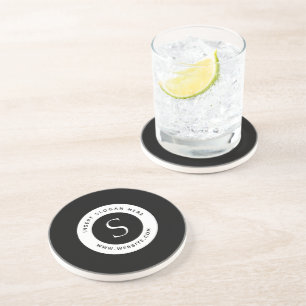 Dessous De Verre En Grès Logo Entreprise Moderne Noir et Blanc