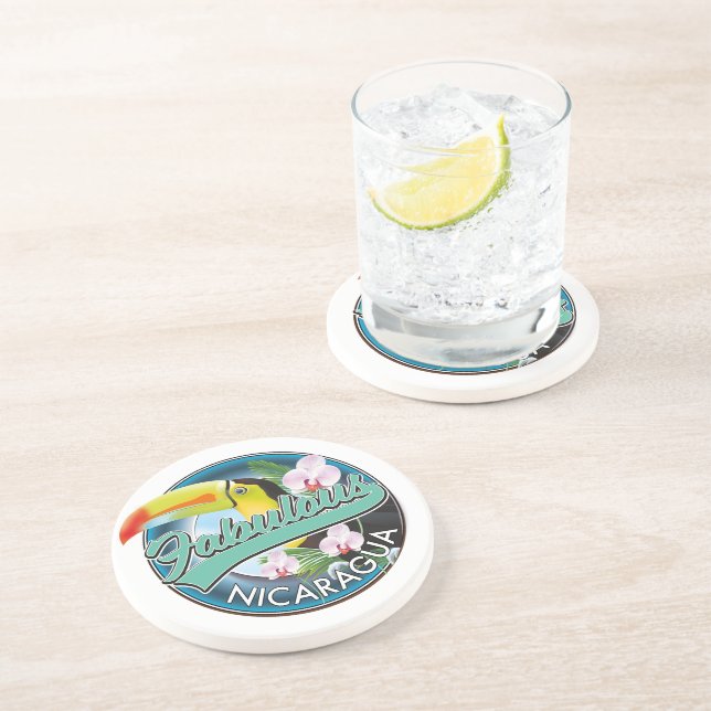 Dessous De Verre En Grès Logo fabuleux du toucan du Nicaragua (Côté)