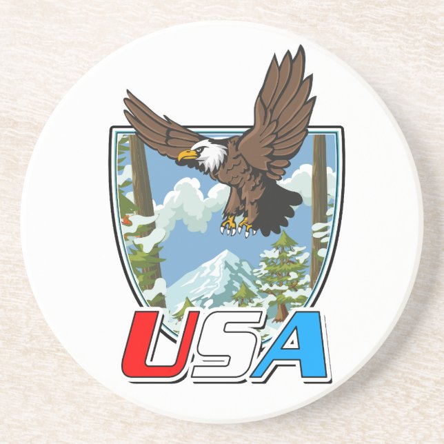 Dessous De Verre En Grès Logo USA Patriot (Devant)