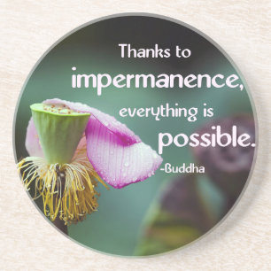 Dessous De Verre En Grès Lotus/citation enseignement d'Instabilité-Bouddha