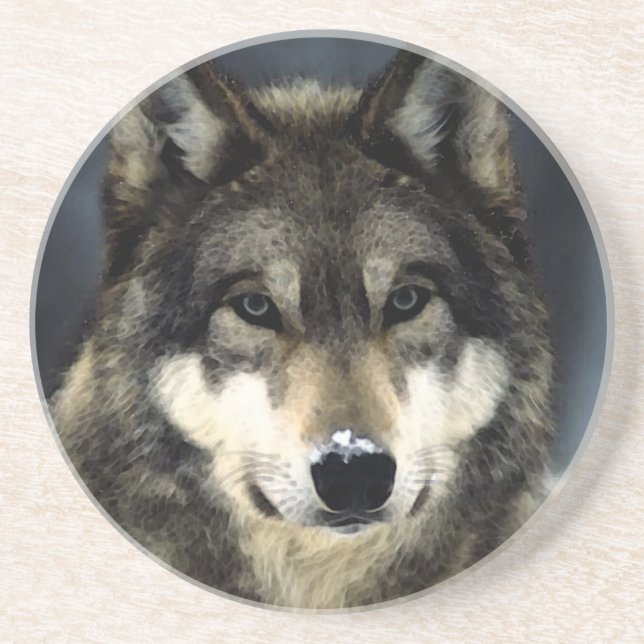 Dessous De Verre En Grès Loup (Devant)