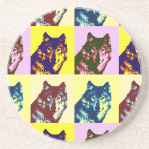 Dessous De Verre En Grès Loup d'art pop