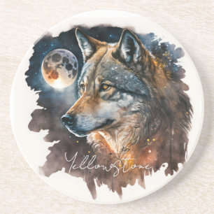 Dessous De Verre En Grès Loup de Dessous de verre de grès de Yellowstone