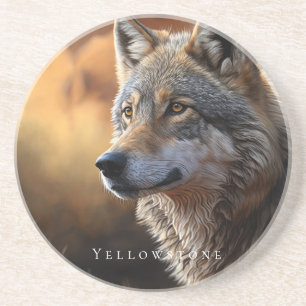 Dessous De Verre En Grès Loup de Dessous de verre de grès de Yellowstone