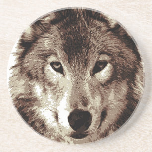 Dessous De Verre En Grès Loup gris