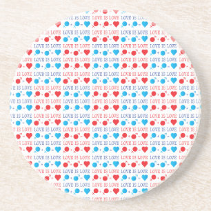 Dessous De Verre En Grès LOVE est une citation LOVE en rouge et bleu