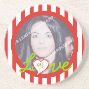 Dessous De Verre En Grès Love heart stripes Valentine's Day photo dessous d