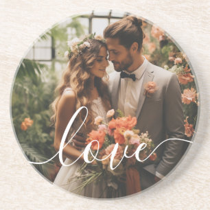Dessous De Verre En Grès 'Love' Photo de couple personnalisée