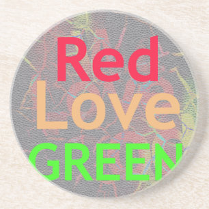 DESSOUS DE VERRE EN GRÈS LOVE RED GOLDEN VERT