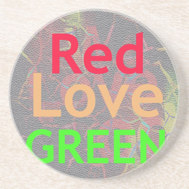 DESSOUS DE VERRE EN GRÈS LOVE RED GOLDEN VERT (Devant)