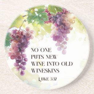 Dessous De Verre En Grès Luc 5:37 Nouveau vin dans Vieux Verset Bible Wines
