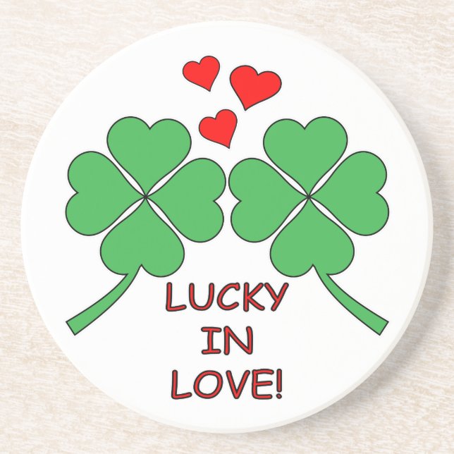 Dessous De Verre En Grès Lucky In Love Hearts Clover (Devant)
