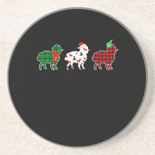 Dessous De Verre En Grès Lumières de l'arbre de Noël des moutons amusants